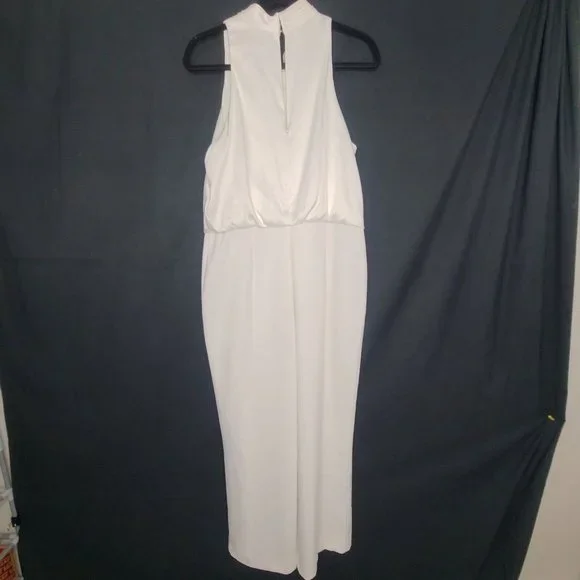 Adrianna Papell Womens Jumpsuit Size 14 Crew Neck Sleeveless Keyhole Back Crepe - Picture 7 of 13
